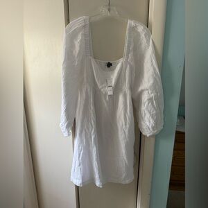 J. Crew White Puff Sleeve Gauze Mini Dress